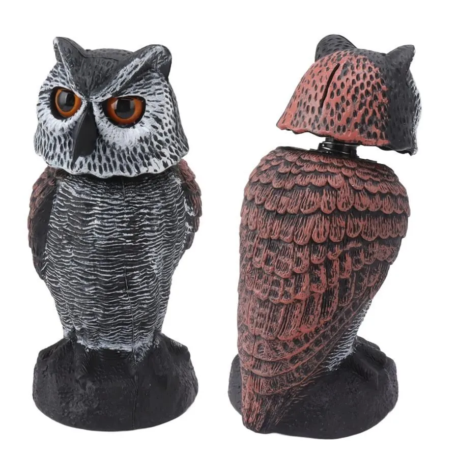 Rotating-Head Owl Garden Ornament